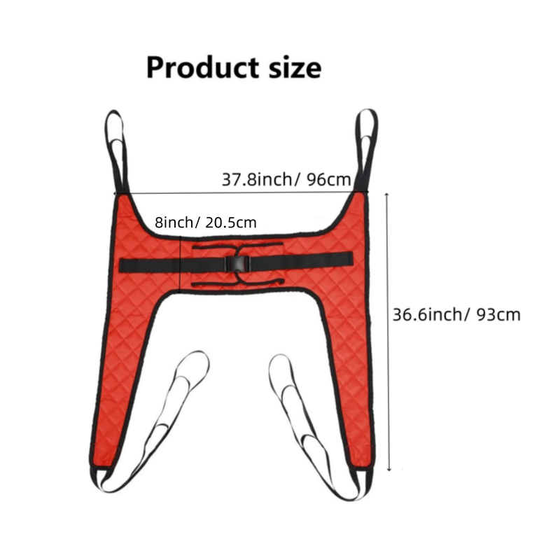 AMQTSLM Hoyer Lift Sling,Commode Patient Lift Slings Medical Transfer Sling for Patients Shower Bath,200-500lb capacity,Lift Sling for Elderly Bariatric, Red - Image 2