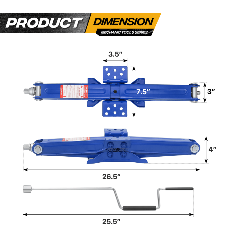 Magshion 2.5 Ton Scissor Jack Set of 4, 5000lbs Heavy Duty Car Jack Kit for Changing Tires Tools, Stabilizer Leveling Scissor Jacks with Handle, Blue - Image 5