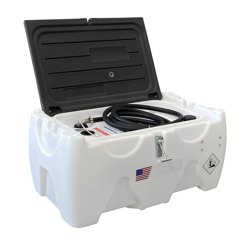 AM-TANK 40 DEF: Portable 40 gal DEF Tank Low Profile with 12V Pump, 13ft Hose and Nozzle.