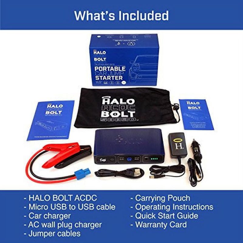 Halo Bolt 58830 Mwh Portable Phone Laptop Charger Car Jump Starter with AC Outlet - Grey - Image 7