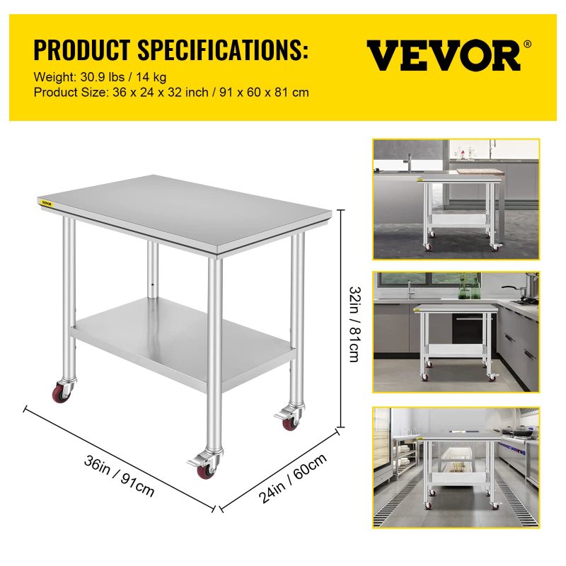 Mophorn Stainless Adjustable Commercial Worktable - Image 7