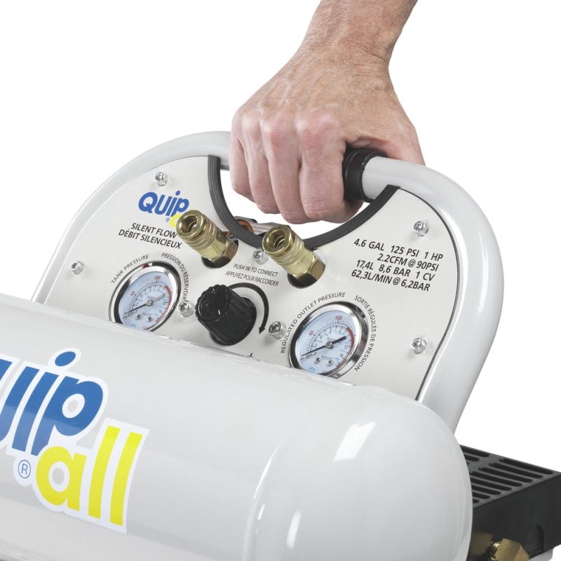 Quipall 4-1-SILTWN-AL Ultra Quiet 1 HP 4.6 Gallon Oil-Free Twin Stack Air Compressor - Image 6