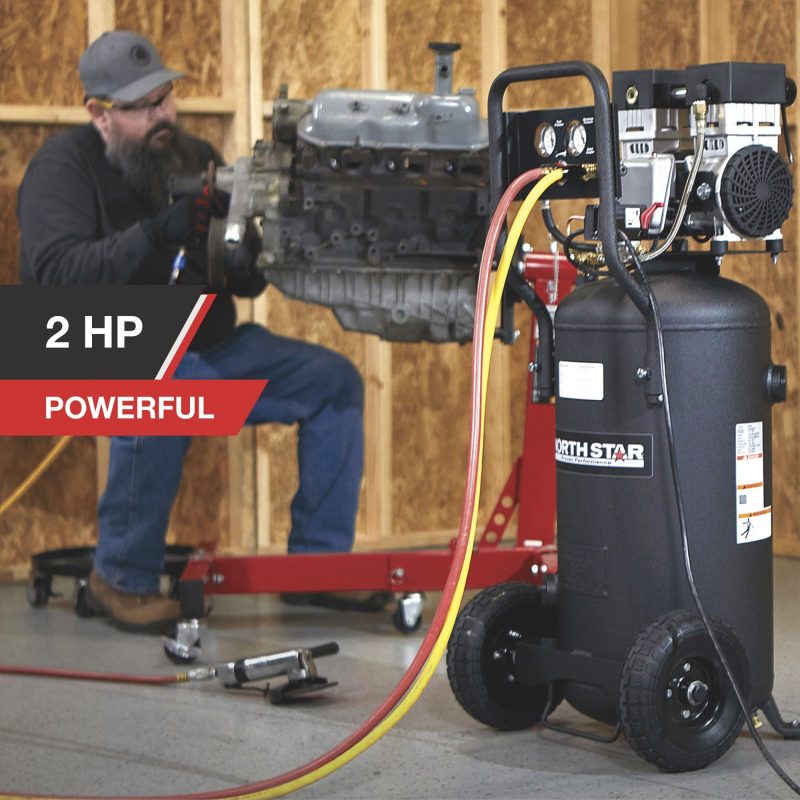 NorthStar Portable Electric Air Compressor - 2 HP, 20-Gallon Vertical Tank, Super-Quiet Operation, Oil-Free Pump, 5.4 CFM @ 90 PSI - Image 2