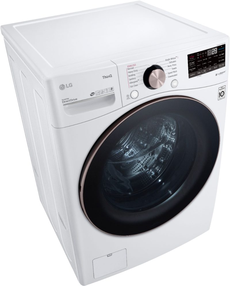 LG - 4.5 Cu. Ft. High-Efficiency Stackable Smart Front Load Washer with Steam and Built-In Intelligence - White - Image 11