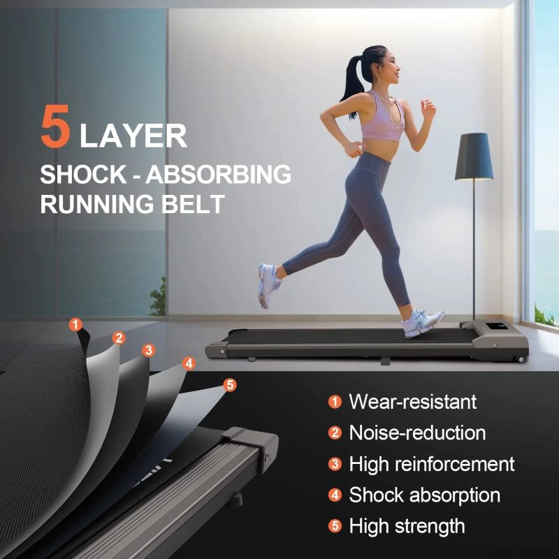 Bigzzia Under Desk Treadmill, 2.5HP Installation-Free Portable Treadmill Running Machine, 6.25MPH, Treadmill with LED Display and Wireless Remote Control for Home/Office, 265 Lb Capacity - Image 2