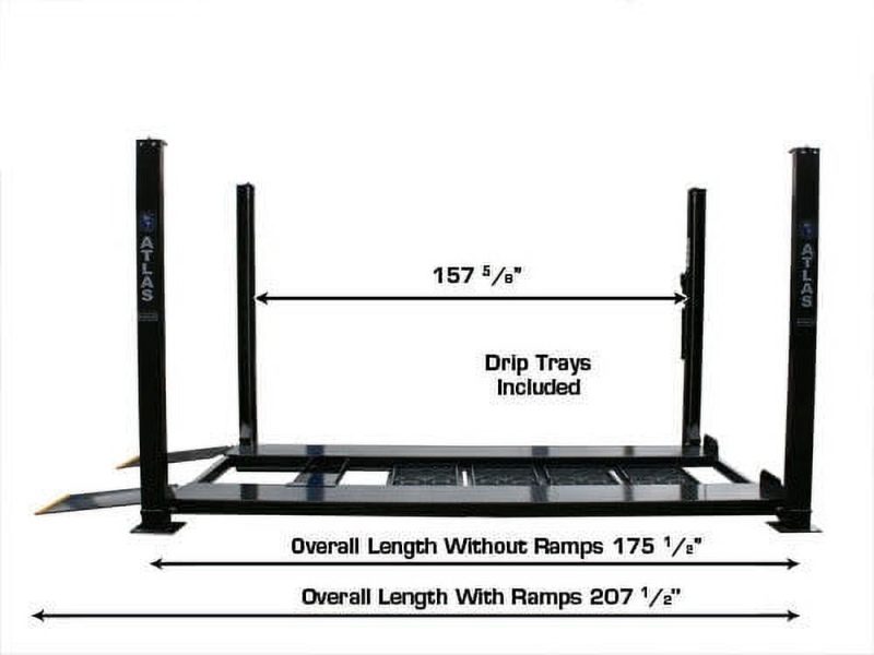 Atlas Automotive Equipment Atlas Equipment Garage PRO8000EXT Extra Tall Portable Hobbyist 8,000 lb. Capacity 4-Post Lift - Image 12