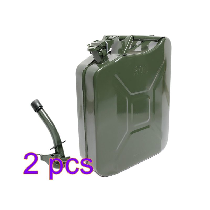 MoreChioce 20L Green Metal Jerry Can Store Container with Fixed Spout for Petrol Oil Water Alcohol - Image 2