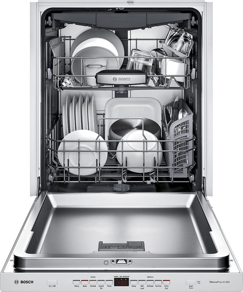 Bosch - 500 Series 24" Pocket Handle Dishwasher with Stainless Steel Tub - White - Image 7