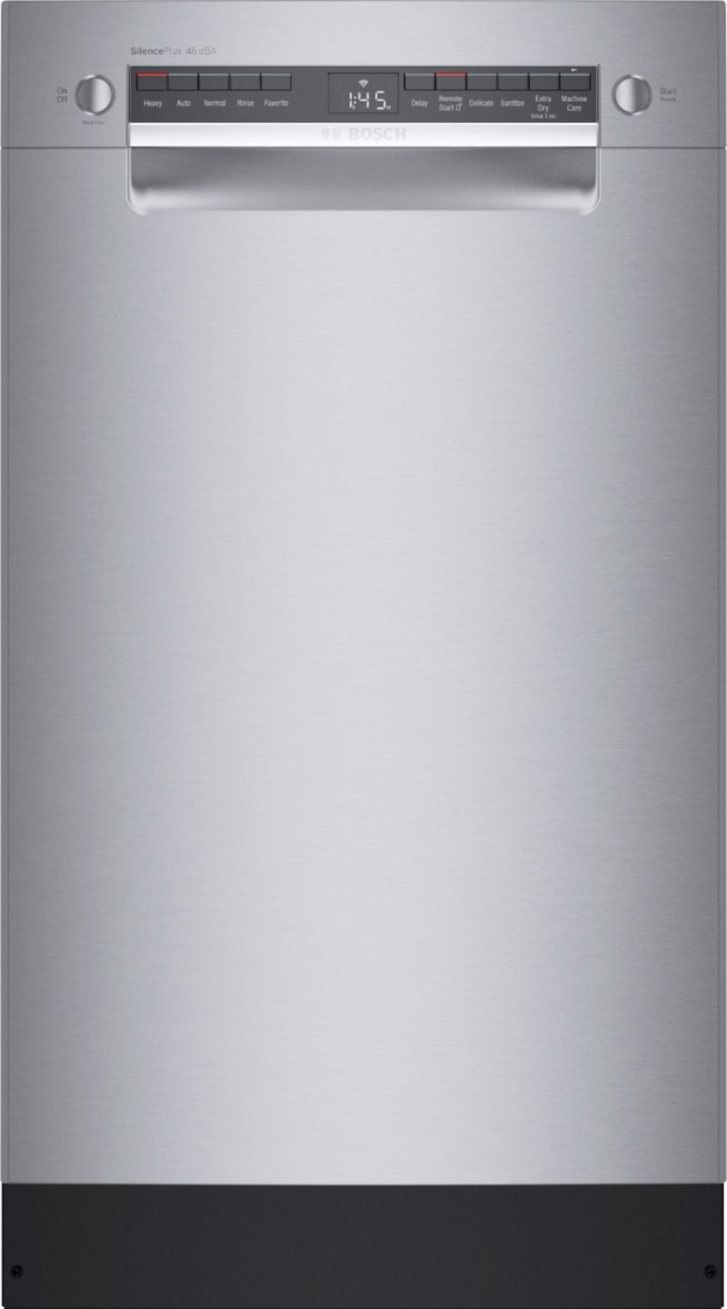 Bosch - 300 Series 18" Front Control Smart Built-In Dishwasher with 3rd Rack and 46 dBA - Silver