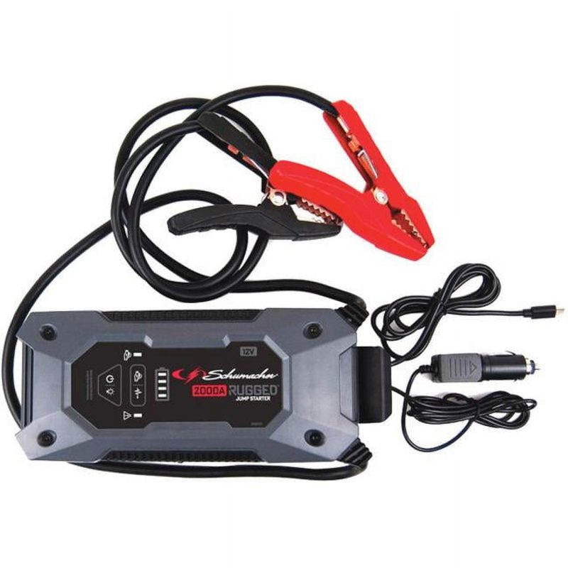 Schumacher 12V 2000 Peak Amps Rugged Lithium Jump Starter & Power Bank for 10.0L Gas & 8.0L Diesel Engines