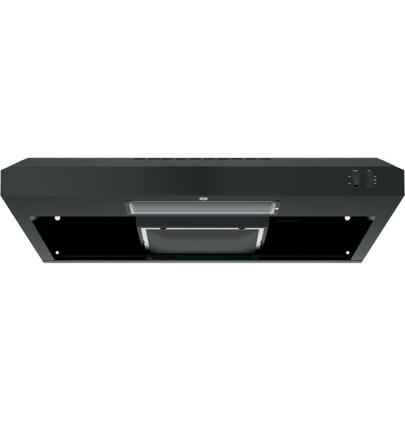 GE - 30" Convertible Range Hood - Black on black