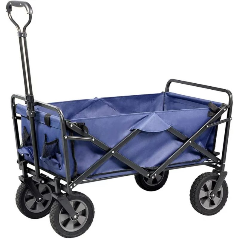 APOLLOLIFT Folding Wagon Cart, Outdoor Garden Cart Foldable Wagon for Sports, Shopping, Camping, Portable 220lbs Beach Wagon, Blue