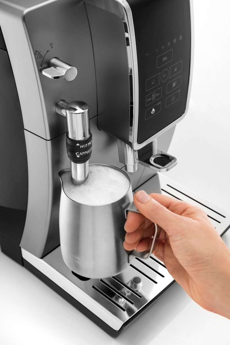 De'Longhi - Dinamica TrueBrew Over Ice Fully Automatic Coffee and Espresso Machine- Chrome and Black