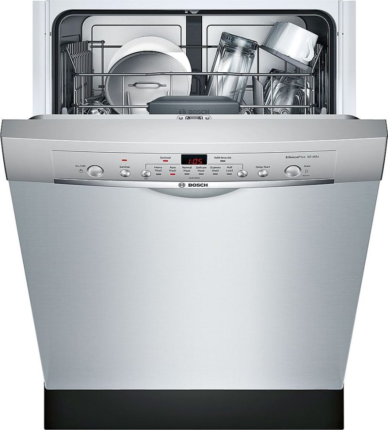 Bosch - 100 Series 24" Front Control Tall Tub Built-In Dishwasher with Stainless-Steel Tub - Stainless steel - Image 2