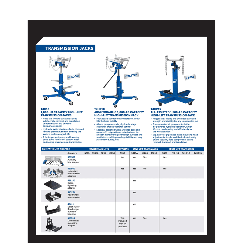 OTC 1250lb Powertrain Lift W/Tilting Plate - Image 2