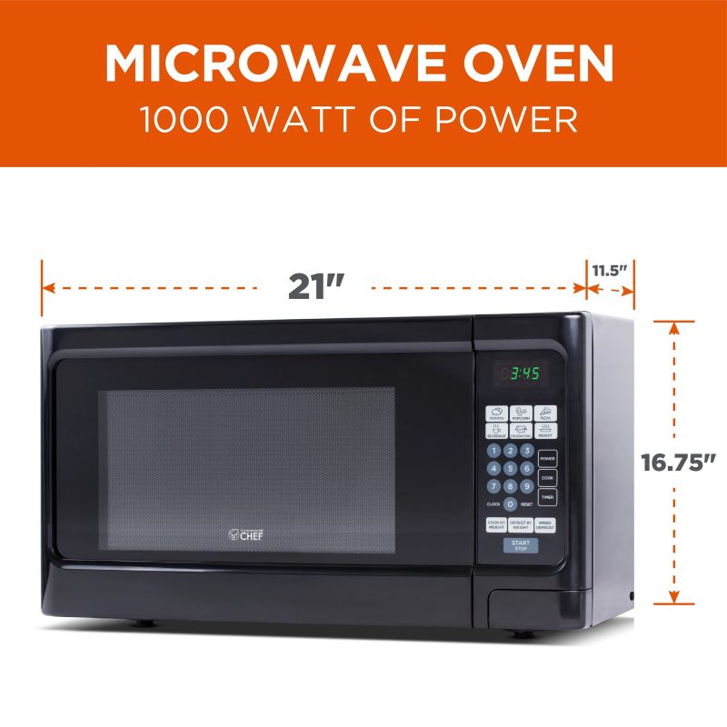 Commercial Chef 1.1 cu. Ft. Countertop Microwave Oven, Black - Image 5