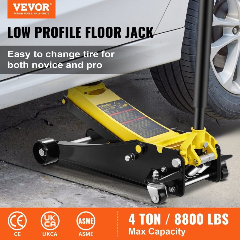 VEVOR Low Profile Floor Jack 4 Ton Heavy Duty Steel Dual Piston - Image 2