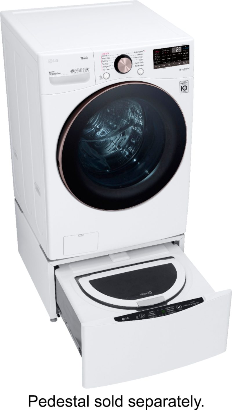 LG - 4.5 Cu. Ft. High-Efficiency Stackable Smart Front Load Washer with Steam and Built-In Intelligence - White - Image 10