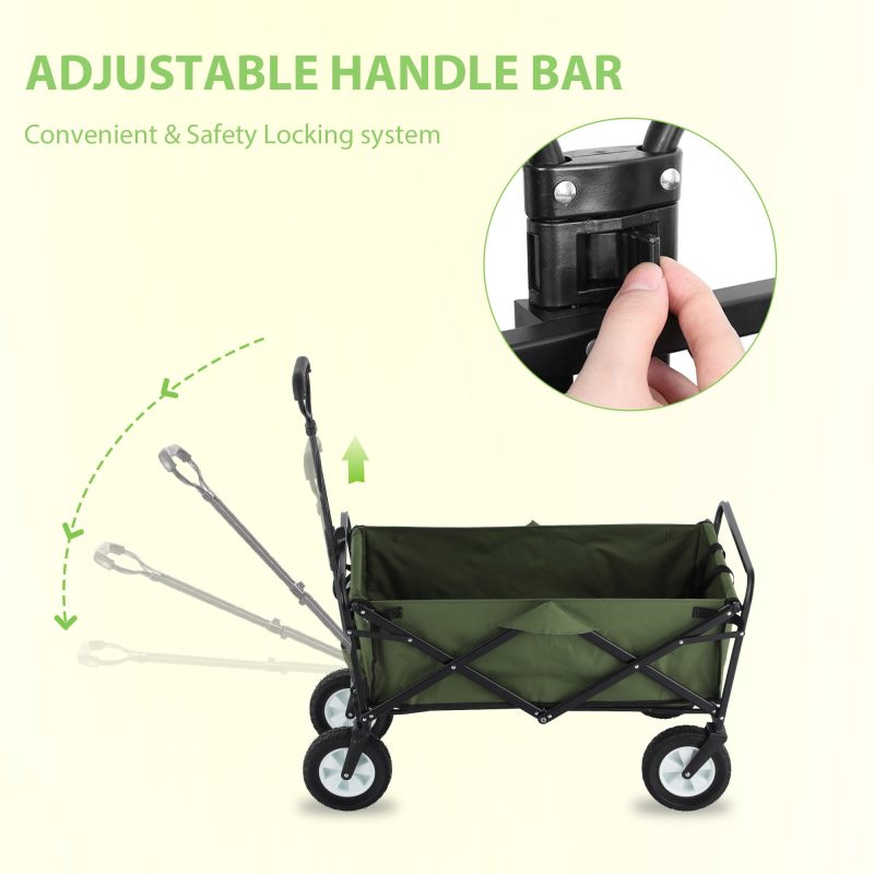 Folding Wagon Cart Outdoor Utility Wagon Foldable Portable Garden Cart 220lb Large Capacity - Image 3