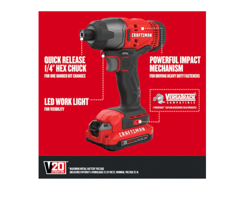 CRAFTSMAN CMCK200C2 V20 2-Tool 20-Volt Max Power Tool Combo Kit with Soft Case (2-Batteries Included and Charger Included) - Image 13