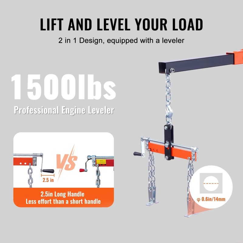 BENTISM 2T Folding Engine Crane Engine Hoist with Level 4400 lbs/2 ton Heavy-Duty Cherry Picker Shop Crane Oldable Engine Crane - Image 4