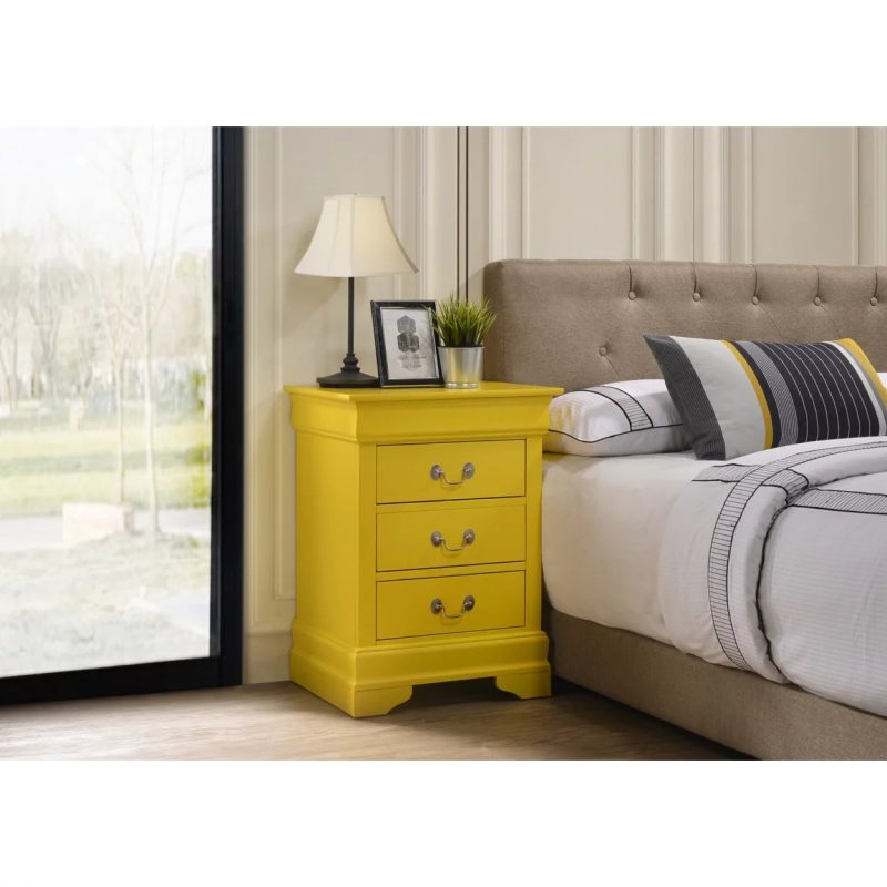 Passion Furniture Louis Philippe 3-Drawer Yellow Nightstand (29"H x 16"W x 21"D) - Image 5