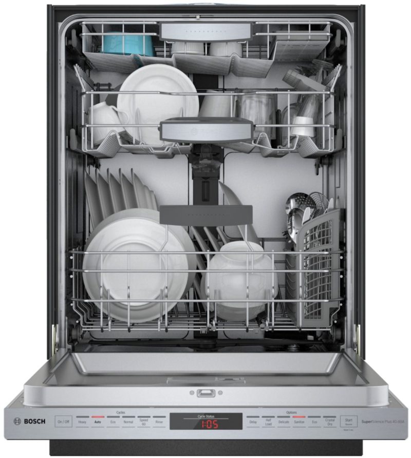 Bosch - 800 Series 24" Top Control Built-In Dishwasher with CrystalDry, Stainless Steel Tub, 3rd Rack, 40 dBa - Stainless steel - Image 7