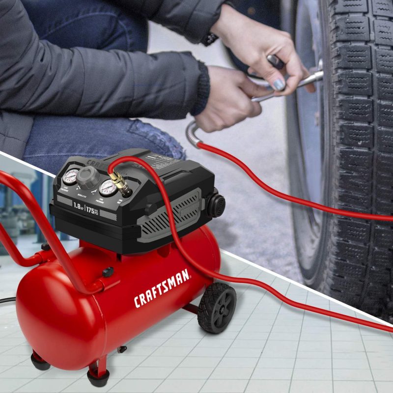 CRAFTSMAN HARD Air Compressor, 10 Gallon 1.8 HP 175 PSI, 4.0CFM@90PSI, Oil Free and Maintenance Free, Portable with Large Wheels, CMXECXA0201041 - Image 6