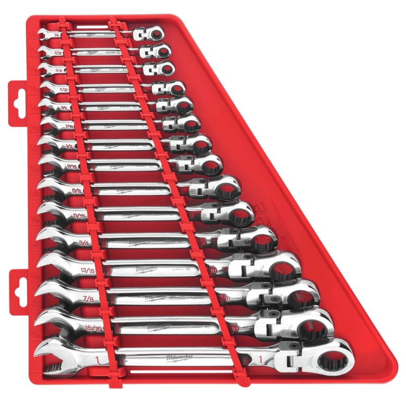 Milwaukee 48-22-9413 15-Piece SAE Flex Head Ratcheting Combination Wrench Set - Image 2