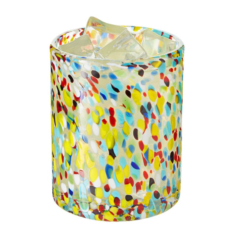 10 oz Hand Blown Mexican Drinking Glasses， Full Confetti Tumbler Cups (Set of 6) - Image 4