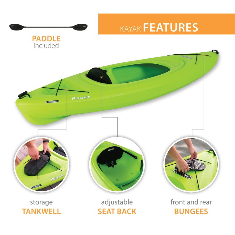 Lifetime Pacer 8 ft Sit-In Kayak (Paddle Included)， Green - Image 4