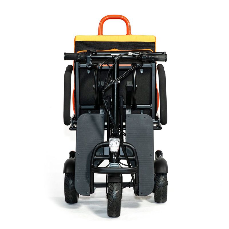 FeatherChair Ezfold Lightweight Electric Power Folding Scooter, Black and Orange - Image 3