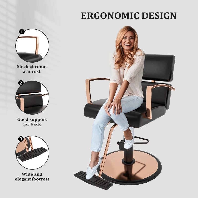 OmySalon Salon Chair Heavy Duty for Stylist, Barber Chair 360 Degree Swivel, Hydraulic Pump for Hair Cutting, Beauty Spa Styling Hairdressing Tattoo Equipment - Image 7