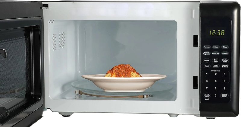 Compact Countertop Microwave Oven with Touch Control, LED Display, 700W, 10 Power Levels, 6 Auto Menus, Glass Turntable and Child Safe Lock, 0.7 Cu., Ft. Black - Image 8