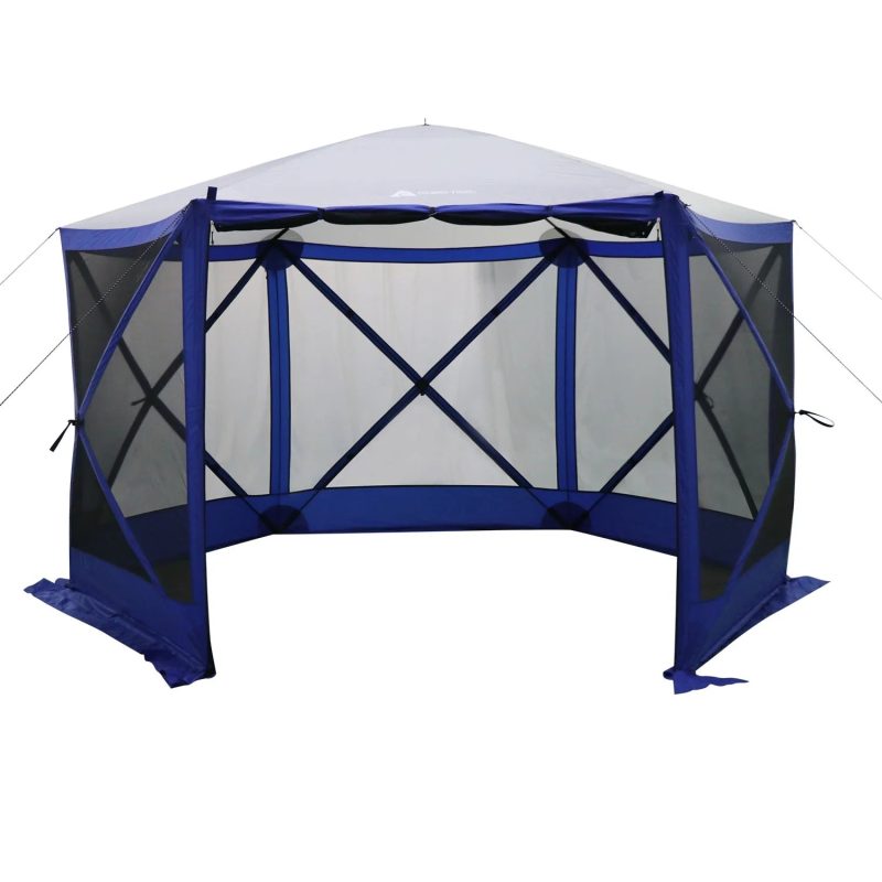 Ozark Trail 6 Hub Outdoor Camping 11'x10'x88.5" Screen House, 1 Room, Blue