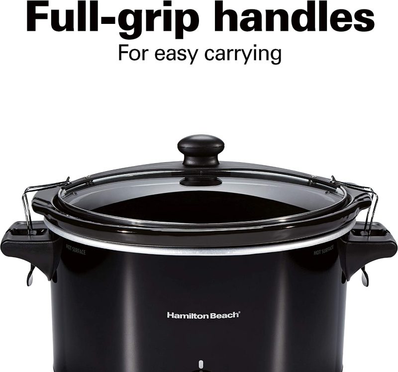 Hamilton Beach Slow Cooker， Extra Large 10 Quart， Stay or Go Portable With Lid Lock， Dishwasher Safe Crock， Black (33195) - Image 3