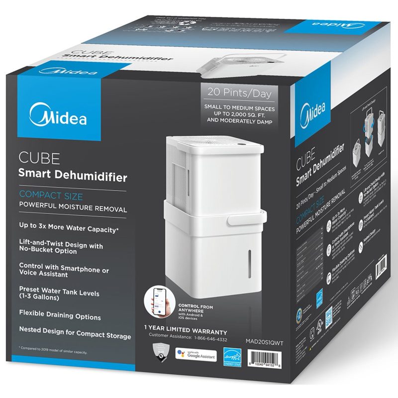 Midea Cube 20-Pint Smart WiFi Dehumidifier， Coverage up to 2，000 sq. ft. - Image 9