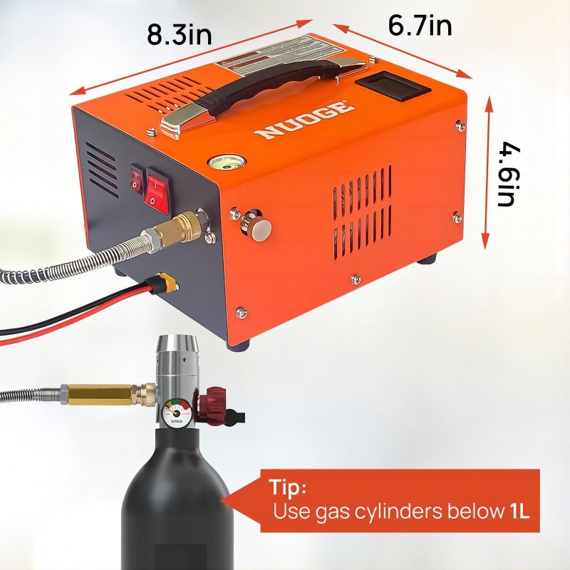 NUOGE Pcp Air Compressor,4500Psi 30Mpa Powered by Car 12V DC or Home 110V AC W/Converter - Image 2