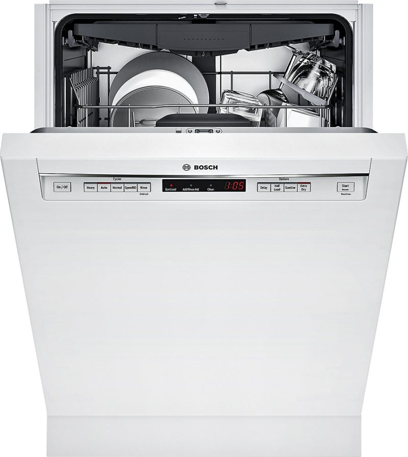 Bosch - 300 Series 24" Recessed Handle Dishwasher with Stainless Steel Tub - White - Image 6