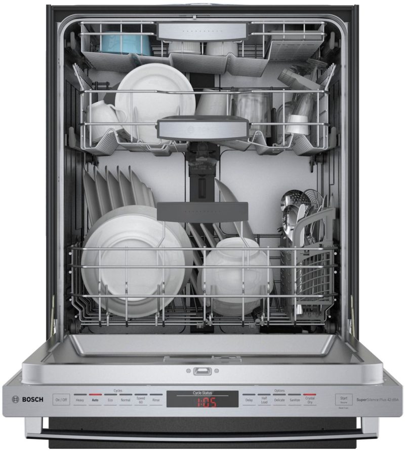 Bosch - 800 Series 24" Top Control Built-In Dishwasher with CrystalDry, Stainless Steel Tub, 3rd Rack, 40 dBa - Stainless steel - Image 2