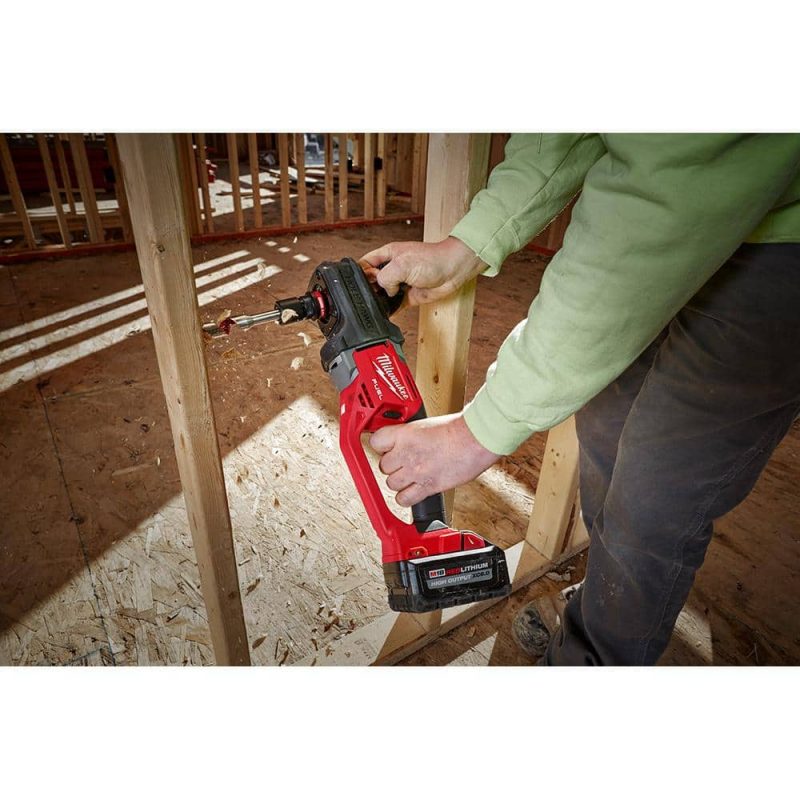 M18 FUEL 18V Lithium-Ion Brushless Cordless Hole Hawg 7/16 in. Right Angle Drill W/ Quick-Lok (Tool-Only) 2808-20 - Image 6