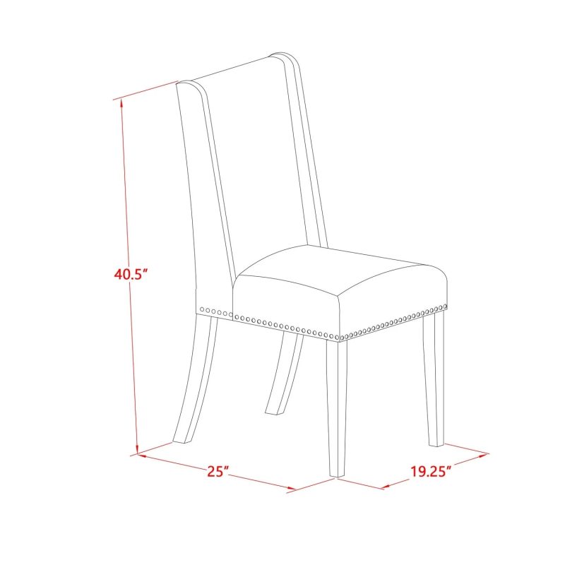 HomeStock H&made Home 5-Piece Dinette Set Included 4 Parson Chairs Upholstered Nails Head Seat & Stylish Chair Back & Dining Table With Table Top - Image 5