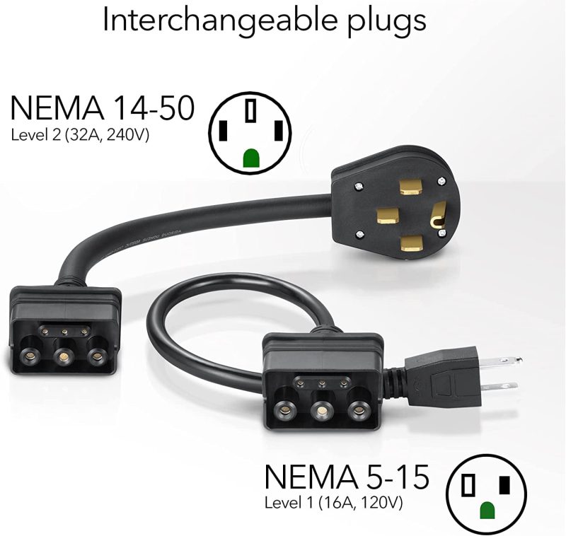 Lectron Level 1 / Level 2 Portable J1772 EV Charger (12 Amp / 32 Amp) with Dual Charging Plugs (NEMA 5-15 & 14-50) - Compatible with All J1772 EVs (White) - Image 2