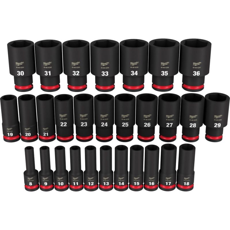 Milwaukee Impact Socket Set 1/2" Drive Metric 6 Point Forged Impact Steel 29-Pc - Image 12