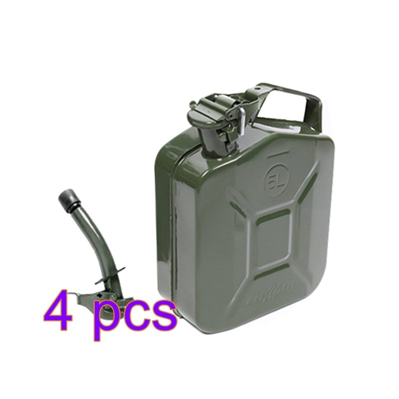 MoreChioce 5L Green Metal Jerry Can Store Container with Fixed Spout for Petrol Oil Water Alcohol - Image 2