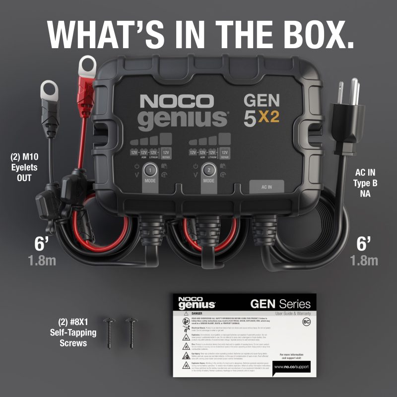 NOCO Genius GEN5X2 2-Bank 10A (5A/Bank) 12V Onboard Battery Charger - Image 7