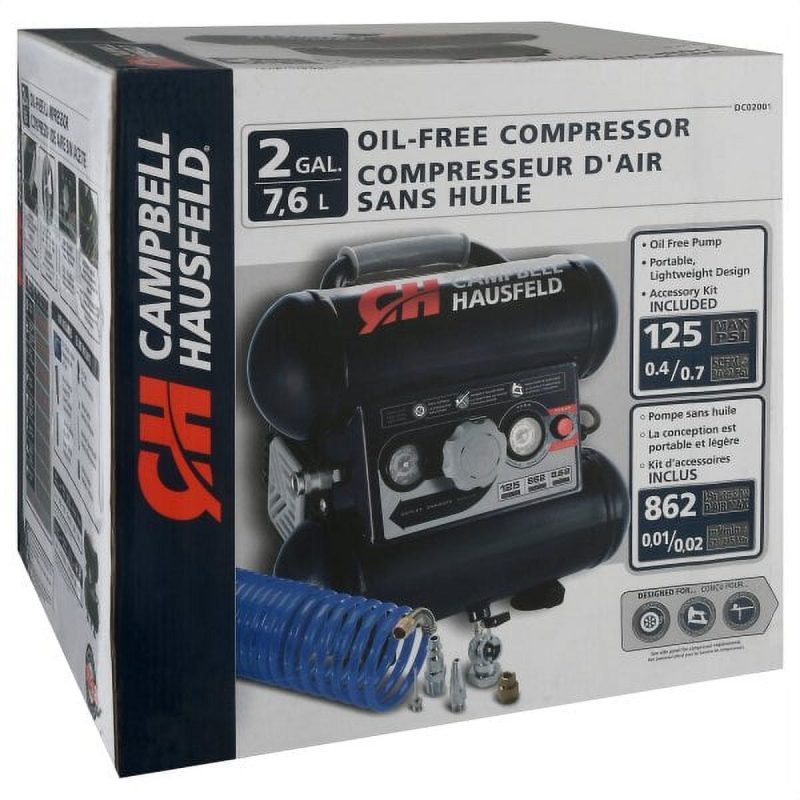 Campbell Hausfeld 2 Gallon Oil-Free Air Compressor with 12-Piece Kit DC020010DI