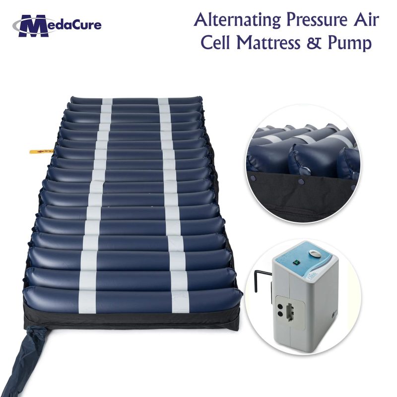 Medacure Alternating Pressure Air Mattress for Hospital Beds with Quilted Nylon Cover - 80" x 36" x 8" (Twin) - Pump Included - Image 2