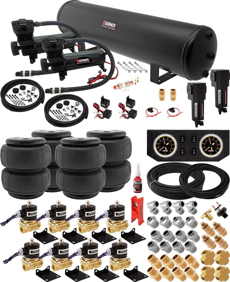 Vixen Air Suspension Kit for Truck/Car Bag/Air Ride/Spring. On Board System- Dual 200psi Compressor, 5 Gallon Tank. For Boat Lift,Towing,Lowering,Load Leveling,Onboard Train Horn VXX1208FB/4852DBF