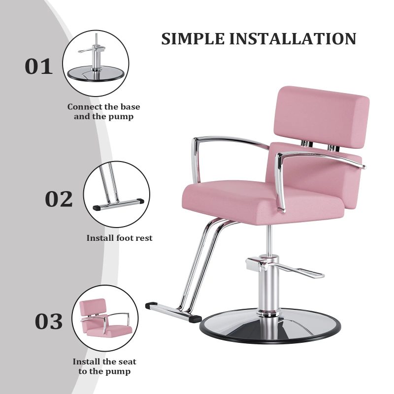 OmySalon Salon Chair Heavy Duty for Stylist, Barber Chair Pink 360 Degree Swivel, Hydraulic Pump for Hair Cutting, Beauty Spa Styling Hairdressing Tattoo Equipment - Image 7